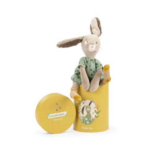 Moulin Roty - A három kisnyuszi - Plüss nyuszi díszdobozban- zsálya (34 cm)