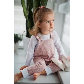   Állítható méretű rózsaszín pöttyös kantáros nadrág