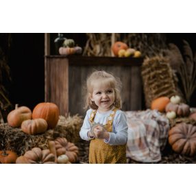 Állítható méretű mustár pöttyös kantáros nadrág