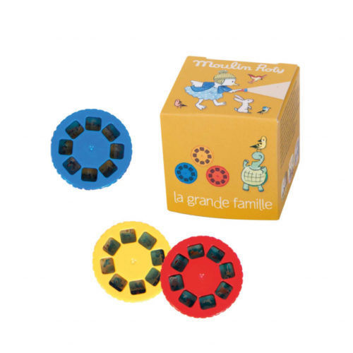 Moulin Roty - Diavetítő lámpák - 3 db lemez dobozban mesevetítőbe - A nagy család